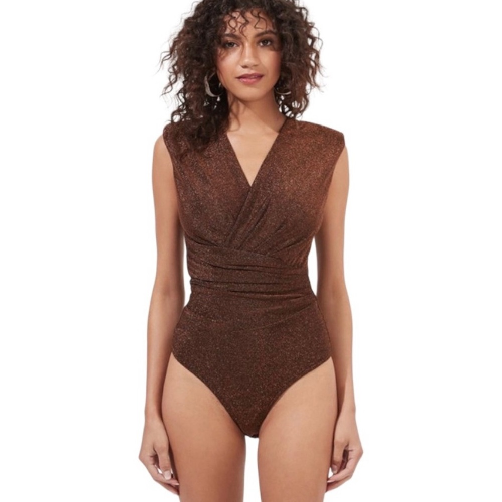 Astr The Label Stella Copper Metallic Bodysuit